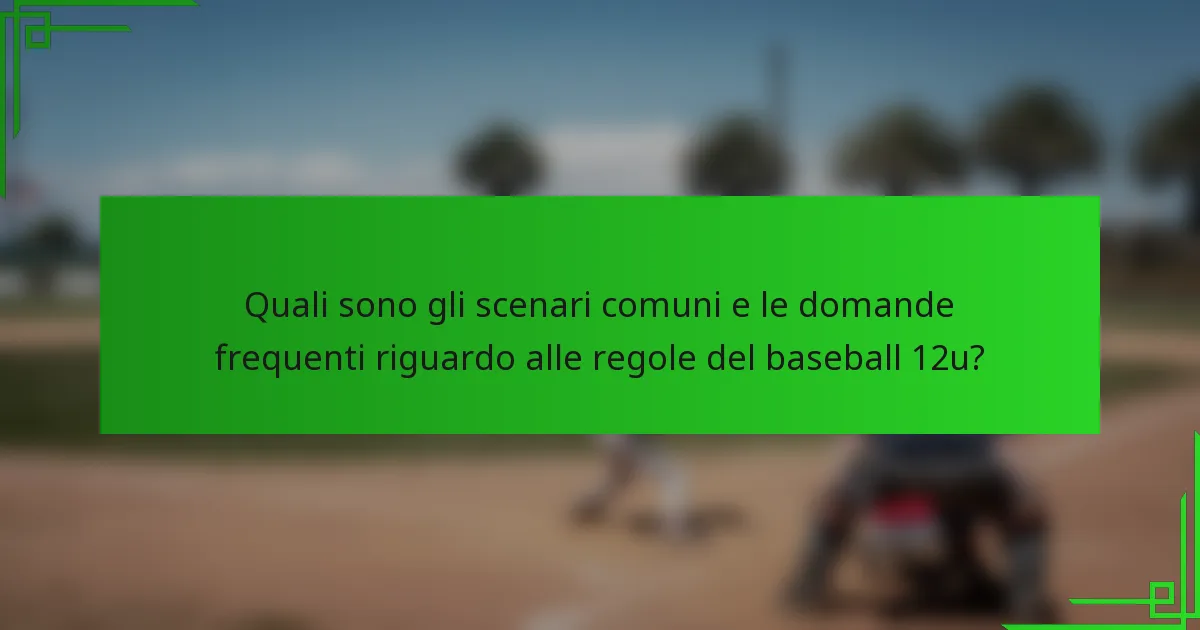 Quali sono gli scenari comuni e le domande frequenti riguardo alle regole del baseball 12u?