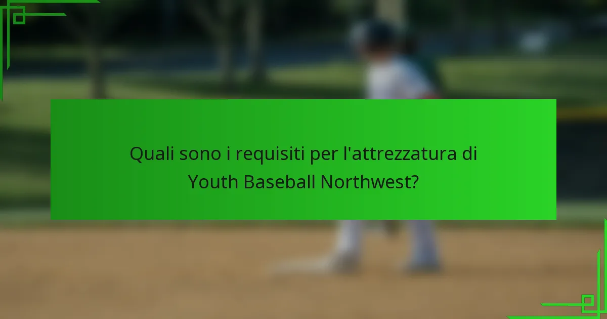 Quali sono i requisiti per l'attrezzatura di Youth Baseball Northwest?