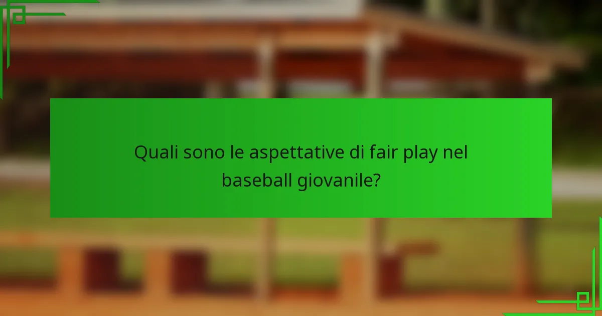 Quali sono le aspettative di fair play nel baseball giovanile?
