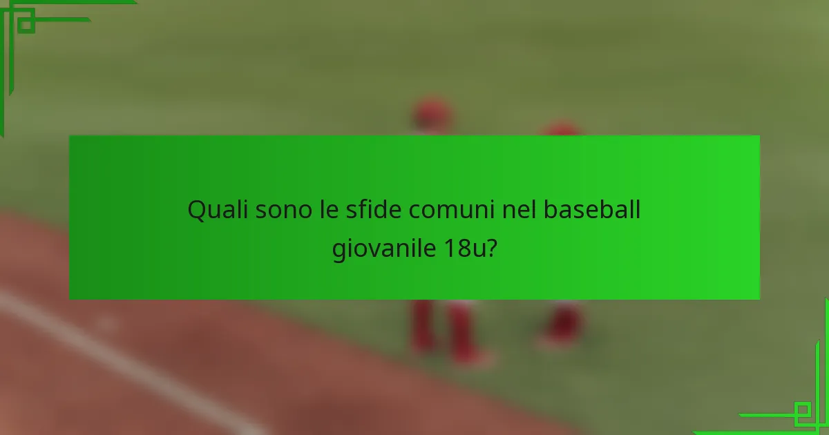 Quali sono le sfide comuni nel baseball giovanile 18u?